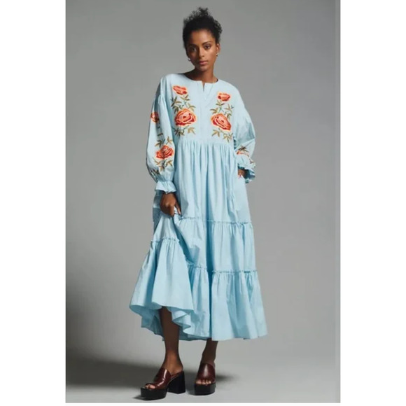 Anthropologie Dresses & Skirts - Anthropologie Samant Chauhan Tiered Embroidered Dress XS